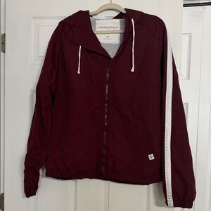 Aeropostale Women's Burgundy Bomber Jacket with White Accent